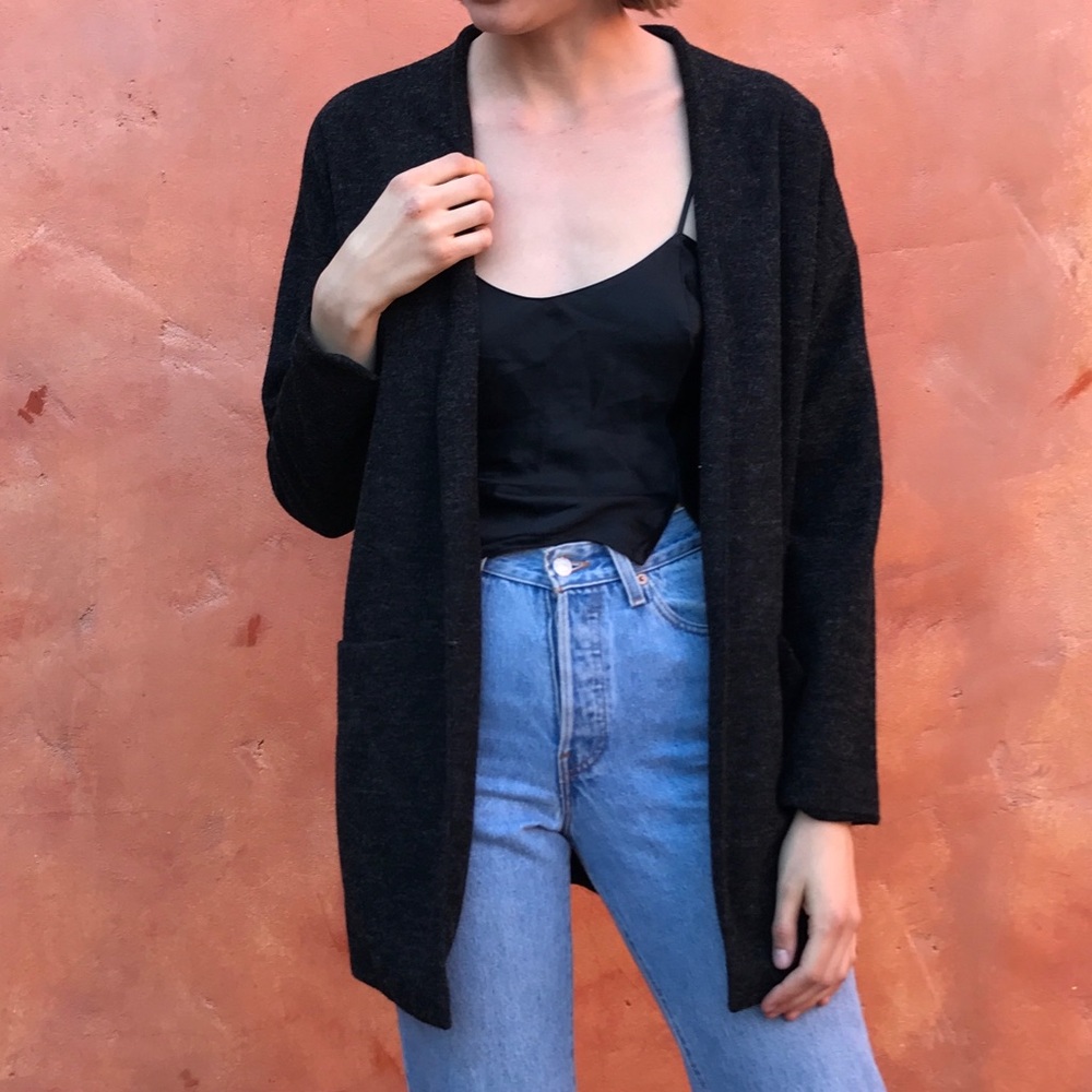Minimalist Just Female gray wool sweater blazer
